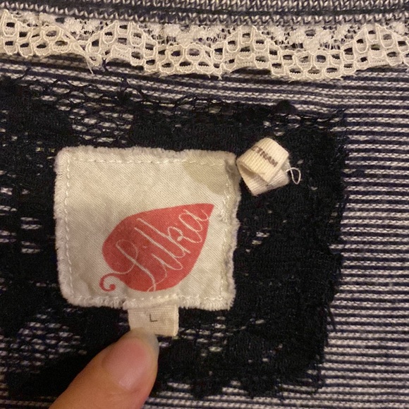 Anthropologie Lilka Marya Navy Lace Striped Henley Dress - Picture 7 of 10